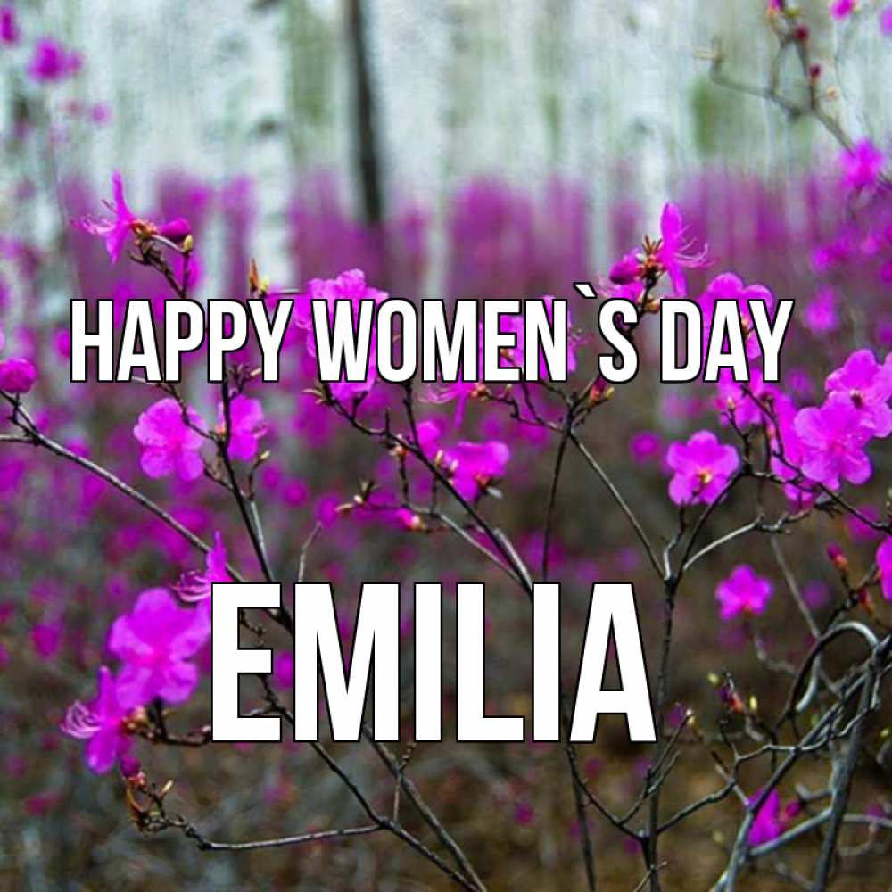 Greetings card с именем, Emilia happy women`s day дикие цветы Greetings with text for free download 